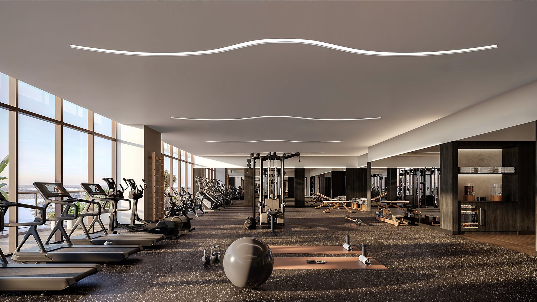 State-of-the-art fitness studio overlooking Clear Lake